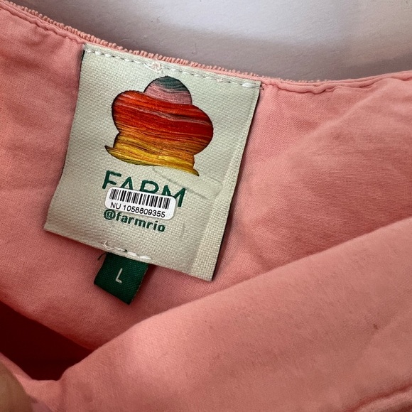 FARM Rio Peach eyelet Tiered Midi A-Line Skirt asymmetric hem sz L side zip - Picture 9 of 10